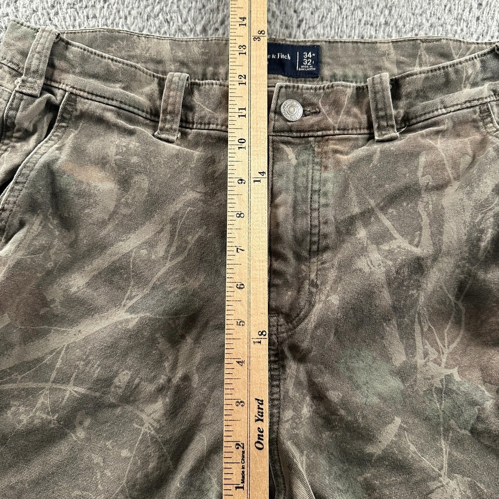 Abercrombie & Fitch Cargo Pants Mens 34(33 Fits)x32 Green Camo Loose Workwear - Picture 6 of 13